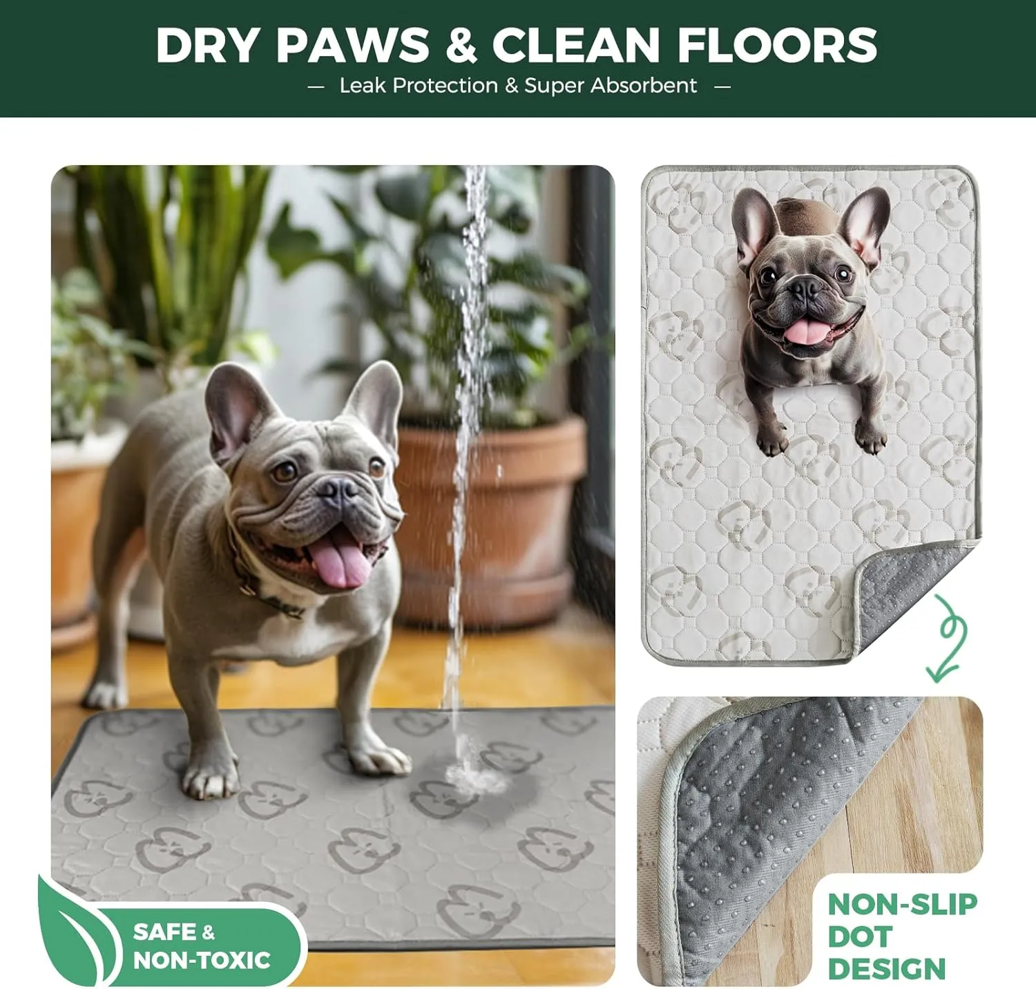 FXW Washable Pee Pads for Dogs, Puppy Pads with Super Absorbent, Specifically Designed for 30inch Cages, Rectangle, 29" x 18", 2 Packs
