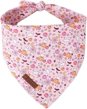 Halloween Pumpkin Dog Bandana, Halloween Triangle Bid Scarf with Pumpkin,Ghost,Bat Pattern, Cotton Pet Kerchief for Girl Boy Dogs or Cats, Cute Puppy Bandana Fancy for Dogs