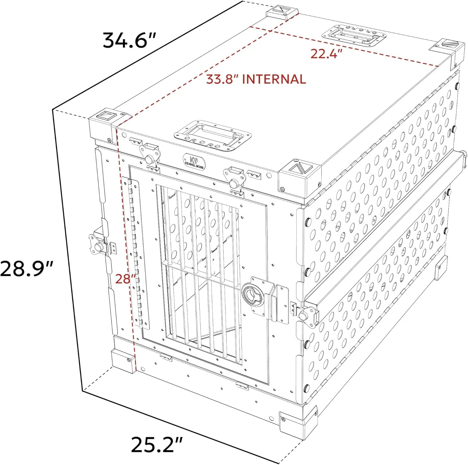Heavy Duty Fully Collapsible Powder-Coated Aluminum Dog Crate - Medium (Tan)