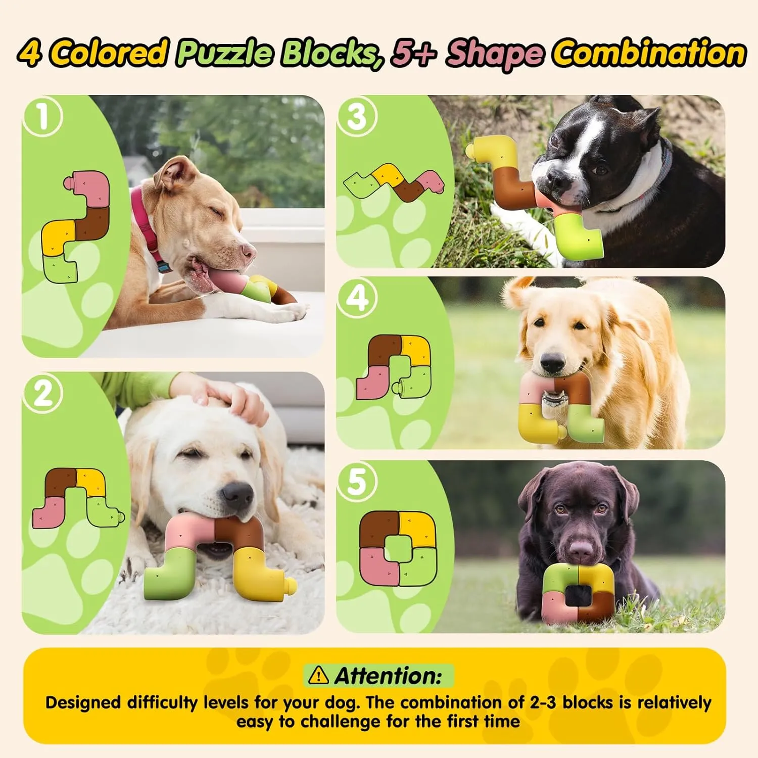 HETOO Dog Puzzle Enrichment Toys for Large Dogs: Aggressive Chewers Smart Dog Toy Interactive Mentally Stimulating Treat Toys to Keep Them Busy- Food Dispenser Toys for Medium Dogs- 4 Pack