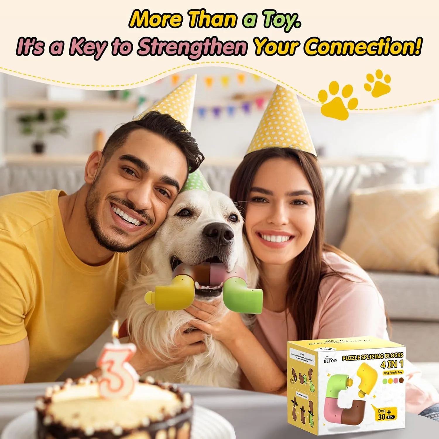 HETOO Dog Puzzle Enrichment Toys for Large Dogs: Aggressive Chewers Smart Dog Toy Interactive Mentally Stimulating Treat Toys to Keep Them Busy- Food Dispenser Toys for Medium Dogs- 4 Pack