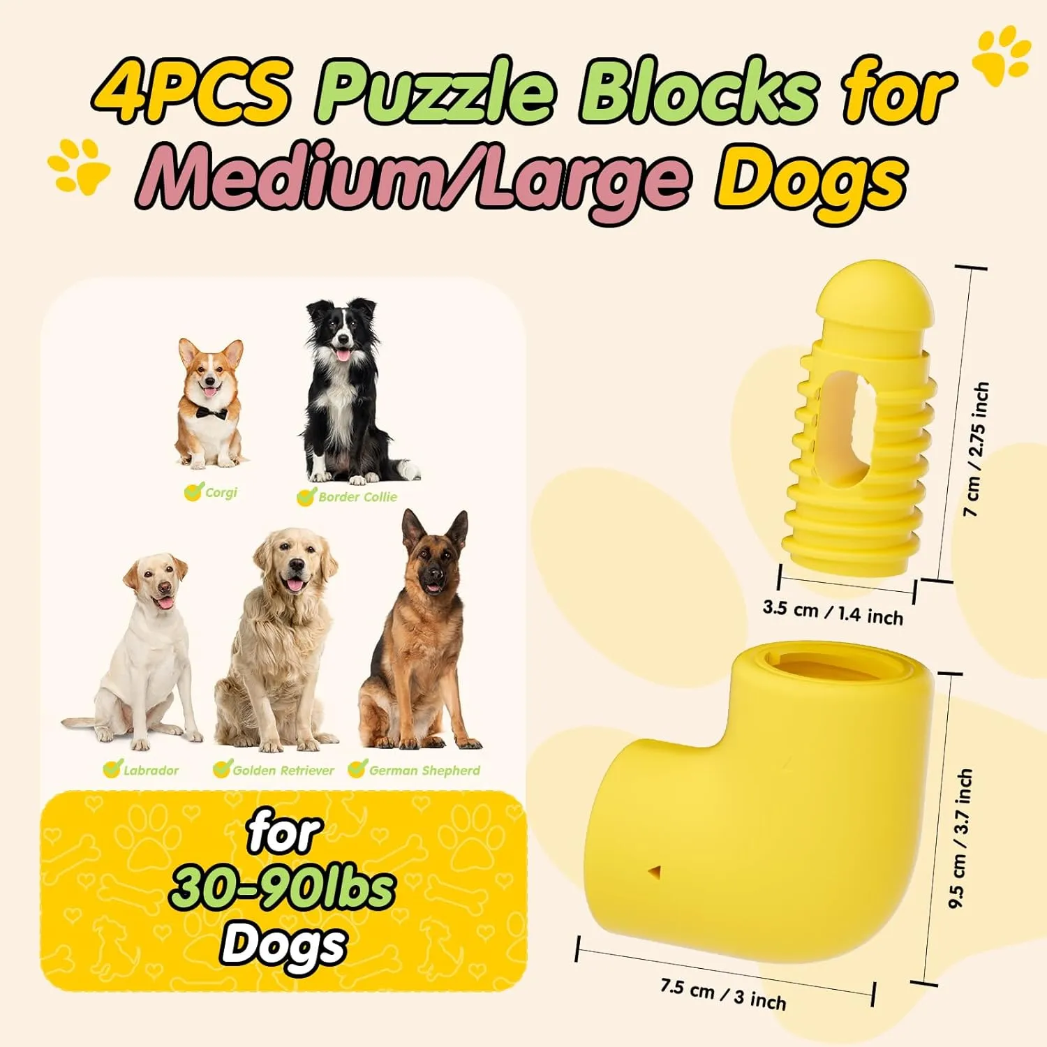 HETOO Dog Puzzle Enrichment Toys for Large Dogs: Aggressive Chewers Smart Dog Toy Interactive Mentally Stimulating Treat Toys to Keep Them Busy- Food Dispenser Toys for Medium Dogs- 4 Pack