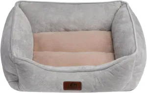 Hollypet Dog Bed Cat Beds for Medium Small Dogs/Puppy Indoor Cats, Microwave Quilted Rectangle Washable Soft Calming Sleeping Durable Pet Cuddler Bed with Anti-Slip Bottom, S, Gray