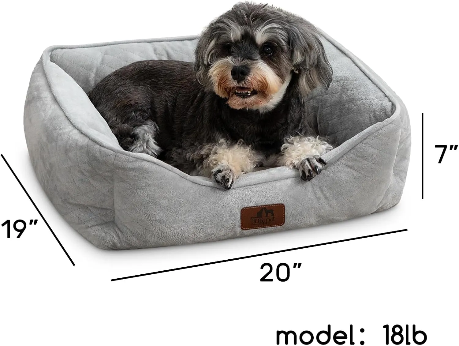 Hollypet Dog Bed Cat Beds for Medium Small Dogs/Puppy Indoor Cats, Microwave Quilted Rectangle Washable Soft Calming Sleeping Durable Pet Cuddler Bed with Anti-Slip Bottom, S, Gray