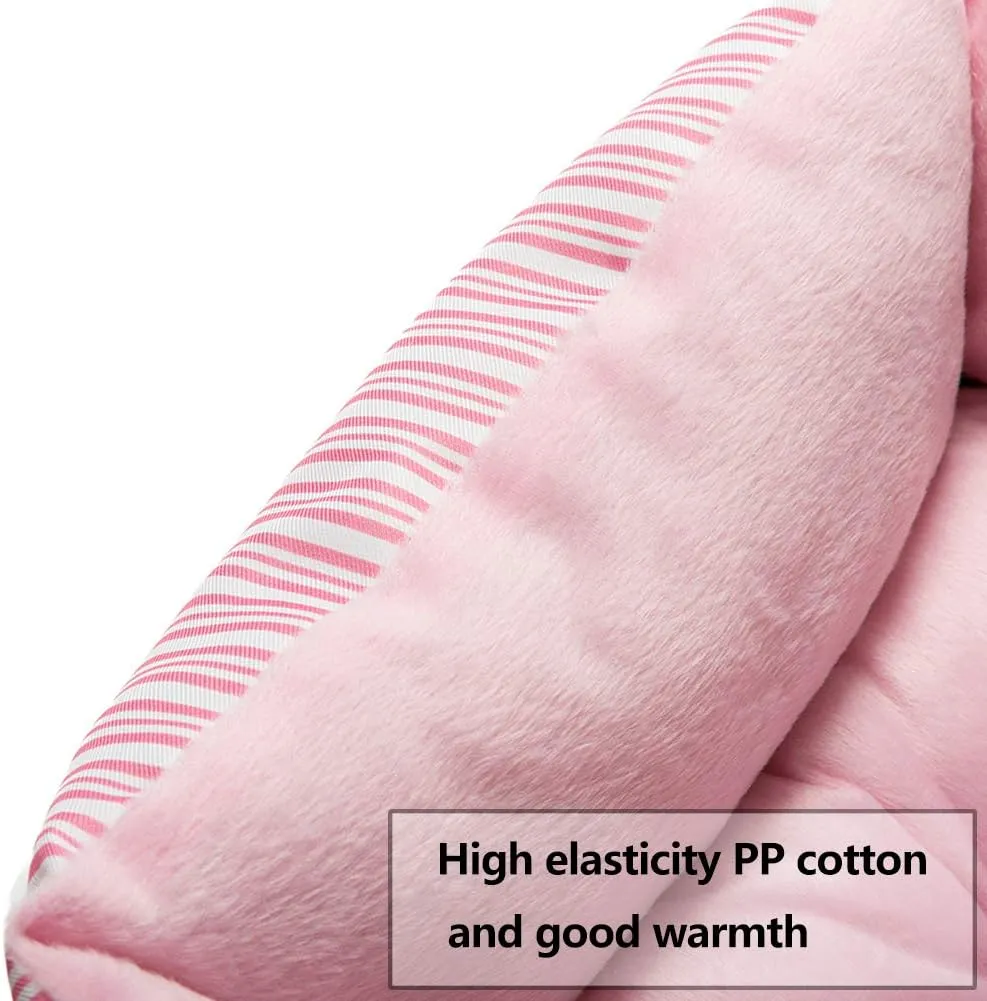 Hollypet TC Fabric Plush Small Dog Cat Bed Self-Warming Pet Bed, Pink