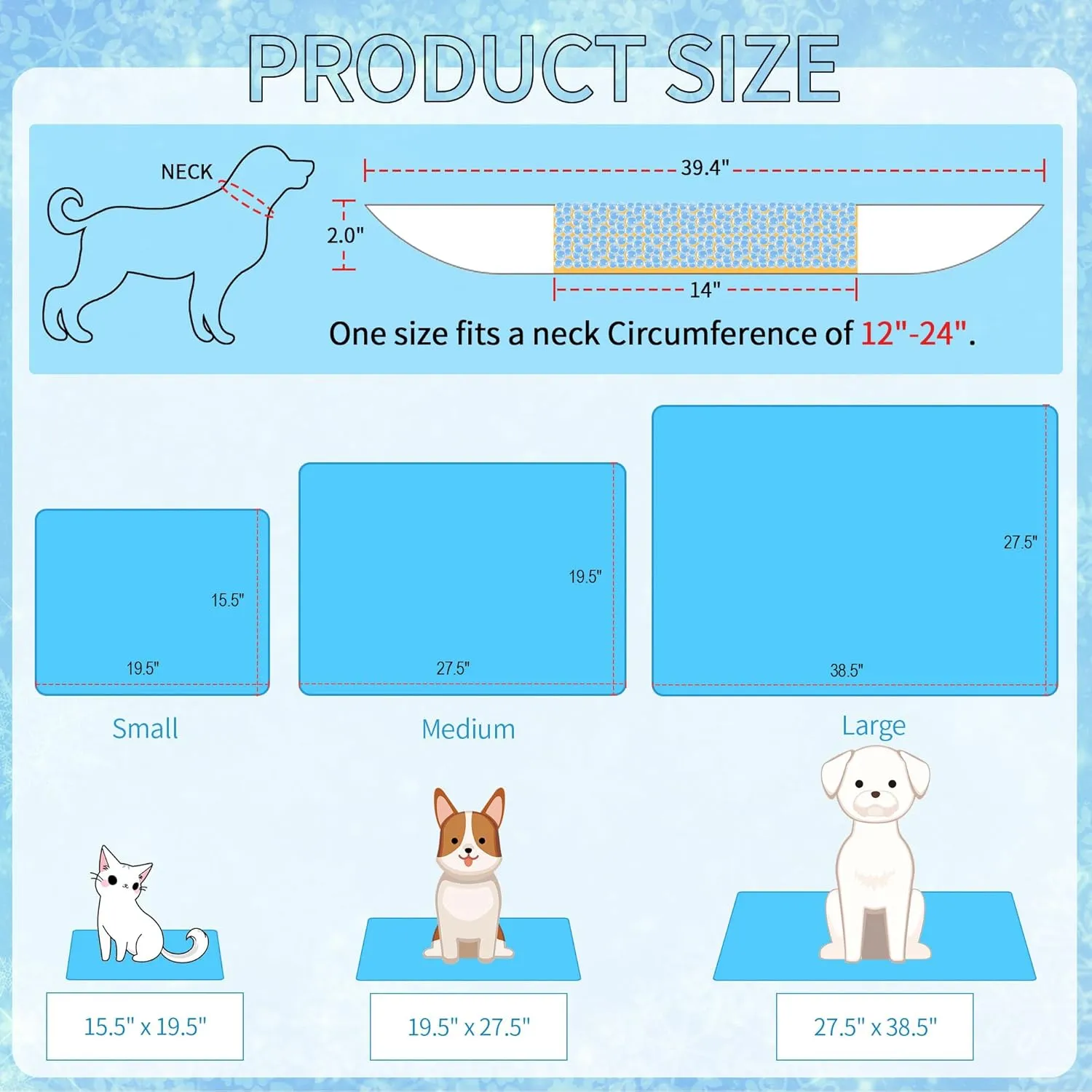 Hotumn Cat Cooling Mat with Free Bandana,Summer Cooling Pad for Puppy & Cats, Machine Washable for Indoor Use on Beds, Sofas, and in Cars (Blue Shark, Small)