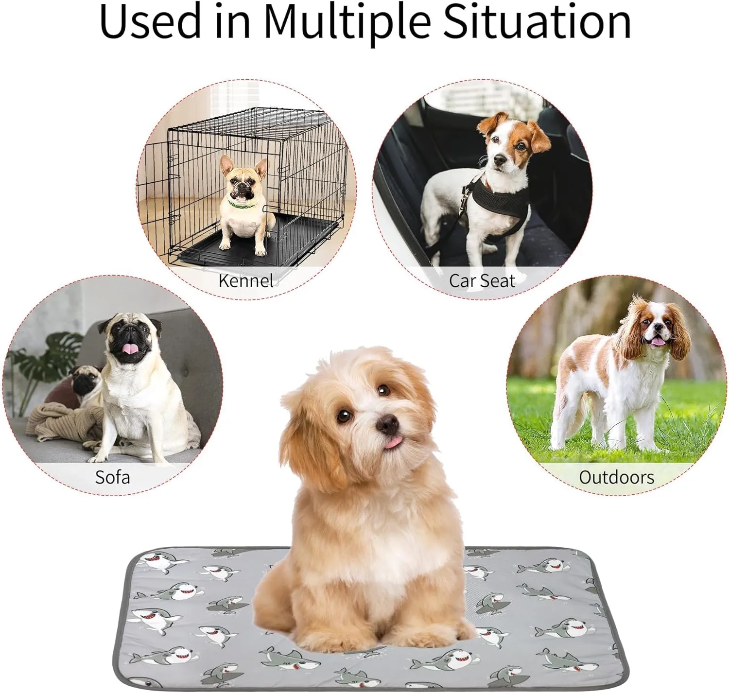 Hotumn Cat Cooling Mat with Free Bandana,Summer Cooling Pad for Puppy & Cats, Machine Washable for Indoor Use on Beds, Sofas, and in Cars (Grey Shark, Small)