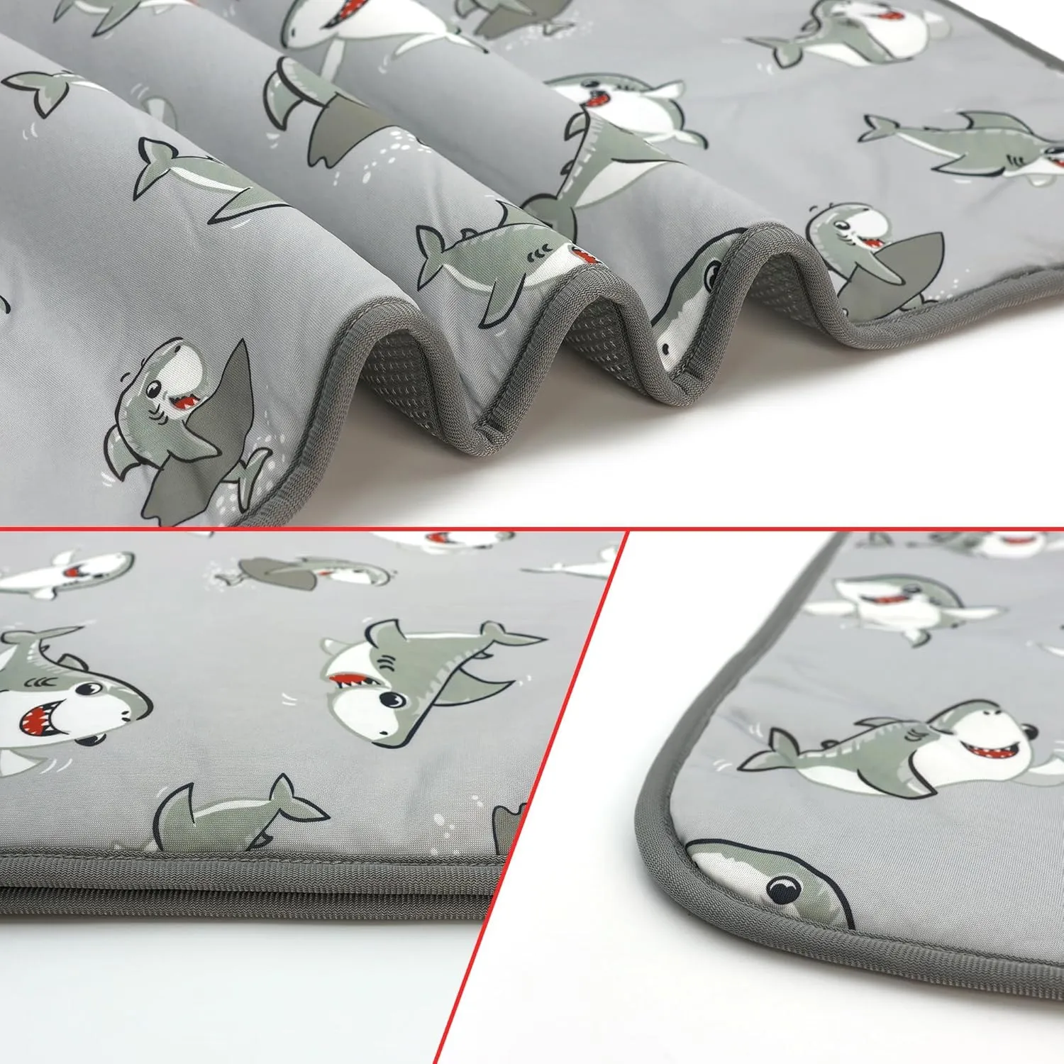 Hotumn Cat Cooling Mat with Free Bandana,Summer Cooling Pad for Puppy & Cats, Machine Washable for Indoor Use on Beds, Sofas, and in Cars (Grey Shark, Small)