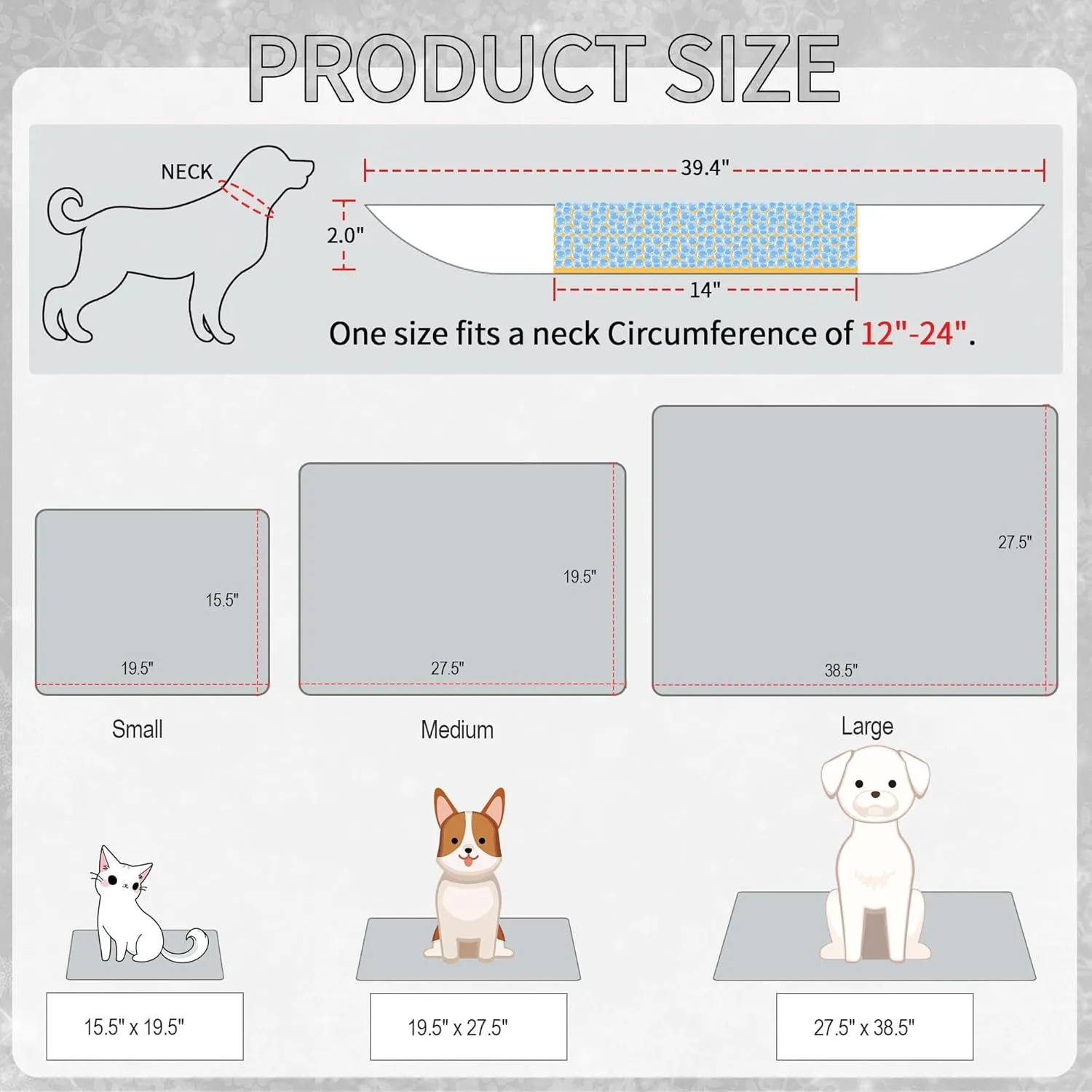 Hotumn Cat Cooling Mat with Free Bandana,Summer Cooling Pad for Puppy & Cats, Machine Washable for Indoor Use on Beds, Sofas, and in Cars (Grey Shark, Small)