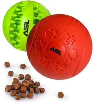 Interactive Dog Treat Ball, 2-Pack Durable Chew Balls for Puppies and Dogs