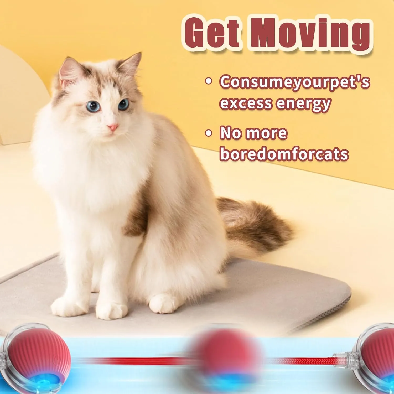 Interactive Rolling Cat Ball, 2025 Upgraded Automatic Cat Ball Dog Toy, Interactive Cat Toy Ball, Automatic Cat Toy Self Moving Cat Toy Interactive Cat Ball for Bored Indoor Cats Dogs (Grey)