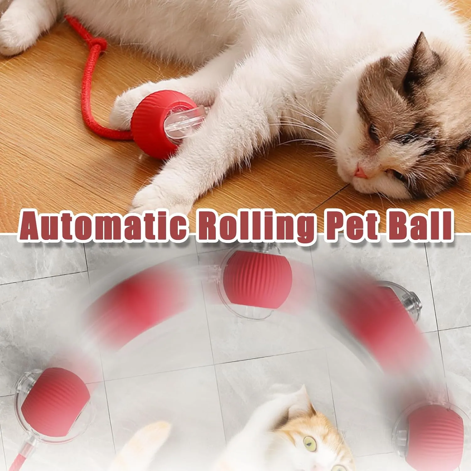 Interactive Rolling Cat Ball, 2025 Upgraded Automatic Cat Ball Dog Toy, Interactive Cat Toy Ball, Automatic Cat Toy Self Moving Cat Toy Interactive Cat Ball for Bored Indoor Cats Dogs (Grey)