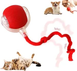 Interactive Rolling Cat Dog Ball Toy, 2025 New Automatic Interactive Cat Toys Dog Ball Toy Self Moving Cat Toys, 360 Smart Automatic Rechargeable Ball Toy Electric Dog Balls for Dog/Cat (Red)