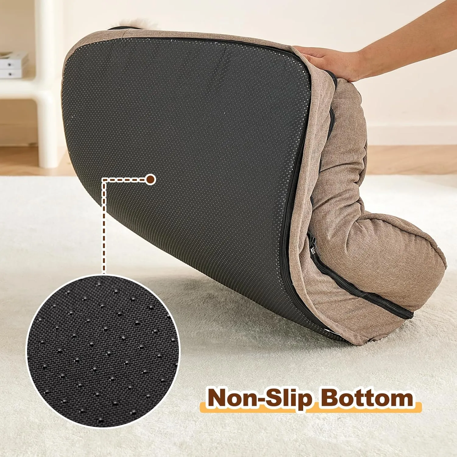 Jiupety Orthopedic Dog Bed for Medium Dogs, Egg-Crate Foam Pet Couch Bed, Washable Pet Sofa with Removable Cover, Waterproof Lining and Anti-Slip Bottom, Brown, 26"x20"x6.5"