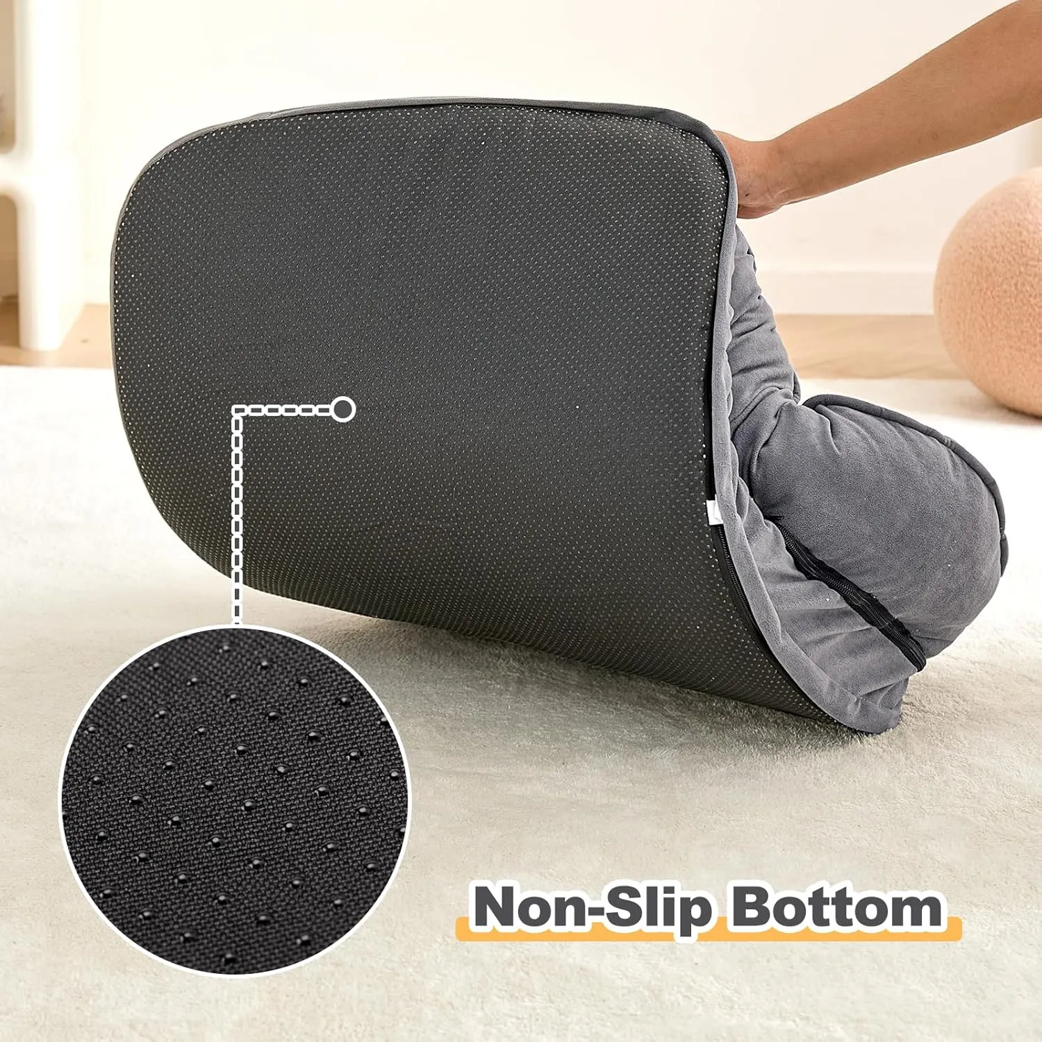 Jiupety Orthopedic Dog Bed for Medium Dogs, Egg-Crate Foam Pet Couch Bed, Washable Pet Sofa with Removable Cover, Waterproof Lining and Anti-Slip Bottom, Grey, 26"x20"x6.5"