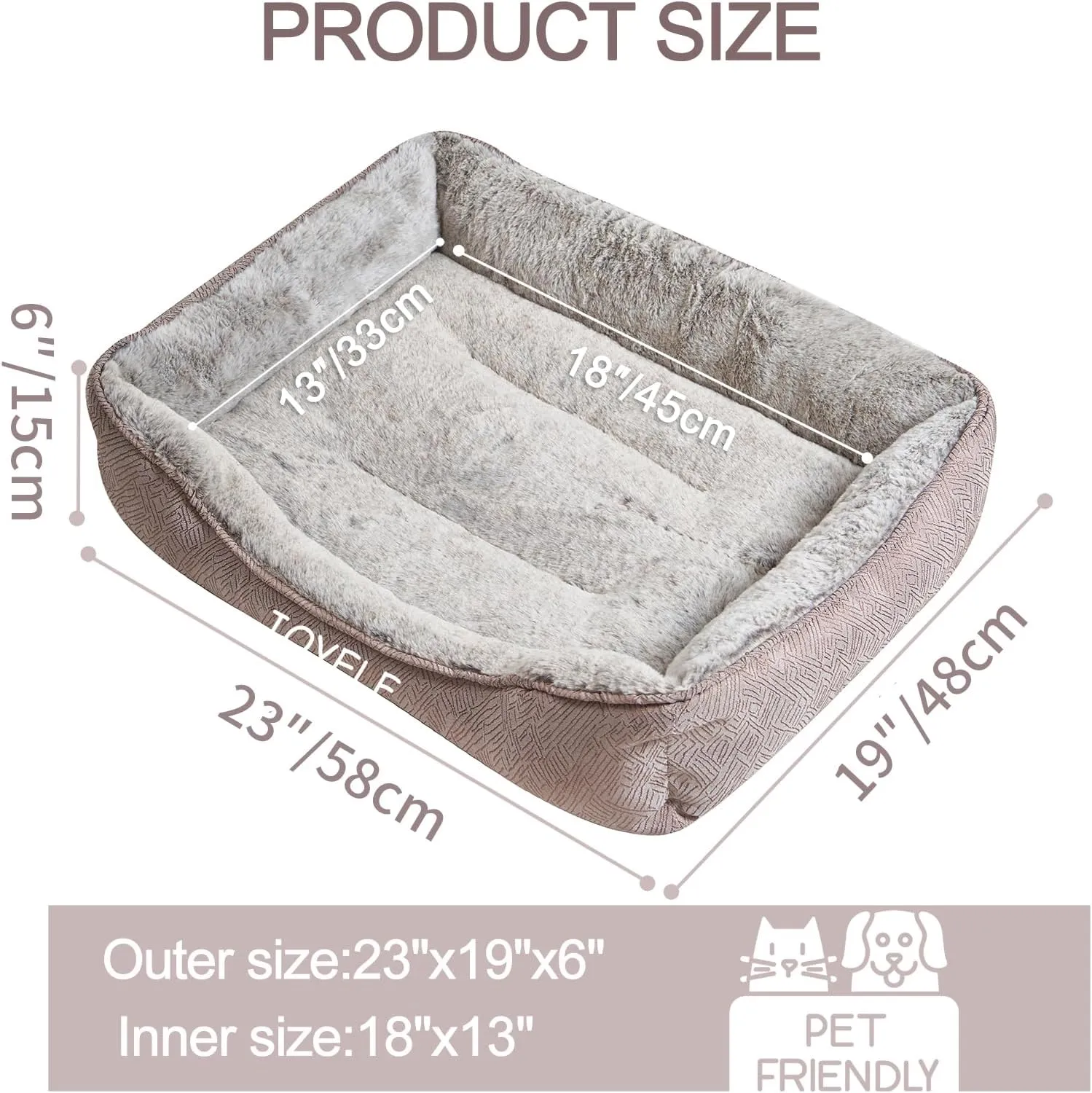 JOYELF Dog Bed Washable Calming Cat Bed Sofa, Cute Fluffy Pet Couch Bed for Puppy, Kitten, Small Dog and Cat - Small Rectangle