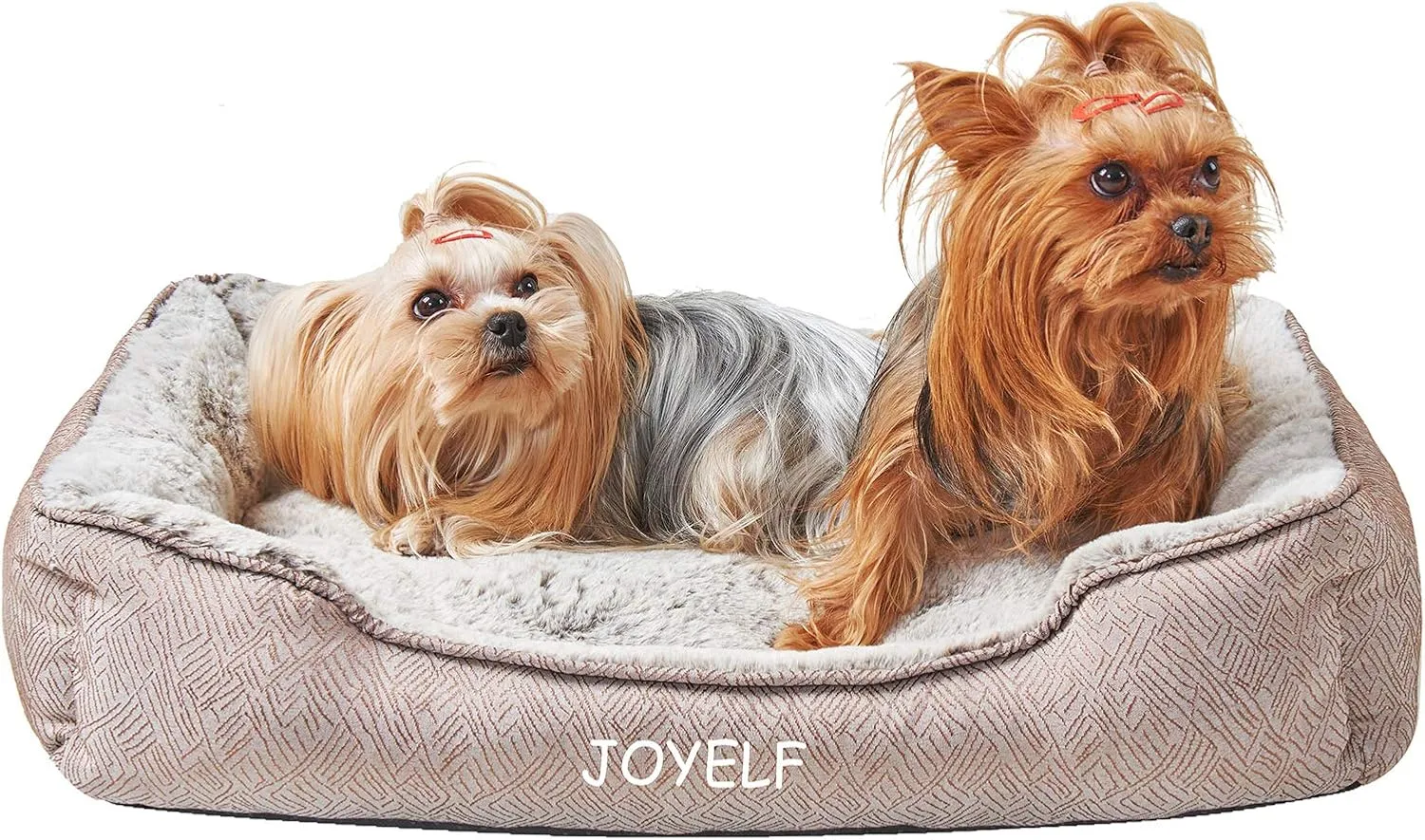 JOYELF Dog Bed Washable Calming Cat Bed Sofa, Cute Fluffy Pet Couch Bed for Puppy, Kitten, Small Dog and Cat - Small Rectangle