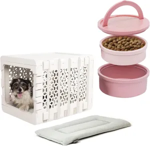 KindTail Puppy Bundle - Collapsible Dog Crate   Pad   Pet Bowl Set  Foldable Pet Crate, Comfortable PAWD Pad, and Portable Pet Bowls are Designed to Be Lightweight and Compact for Travel