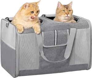 Large Cat Carrier for 2 Cats, 21.7X 13.8X 13.8in Pet Carrier for Cat and Dog Up to 38lbs, All-Sided Mesh Cat Carriers with Great Ventilation, Portable Soft Sided Pet Carriers for Traveling