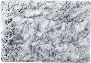 Large Dog Bed Washable Faux Fur Pet Bed Anti Anxiety Warm Dog Cushion Sleeping Mat Non-Slip Dog Pad 17x12inch Self-Warming Dog Mats for Small Medium Large Dogs Cats-Light Gray