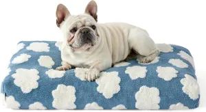 Lesure Cute Dog Beds Medium Size Dog-Thick Shredded Chopped Foam Pet Bed Indoor with Removable Washable Cover, Modern Fuzzy Plush & Anti Slip Bottom, Blue