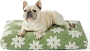 Lesure Dog Beds Medium Size-Thick Shredded Chopped Foam Pet Bed Indoor with Removable Cover, Cute Modern Fuzzy Plush & Anti Slip Bottom, Green