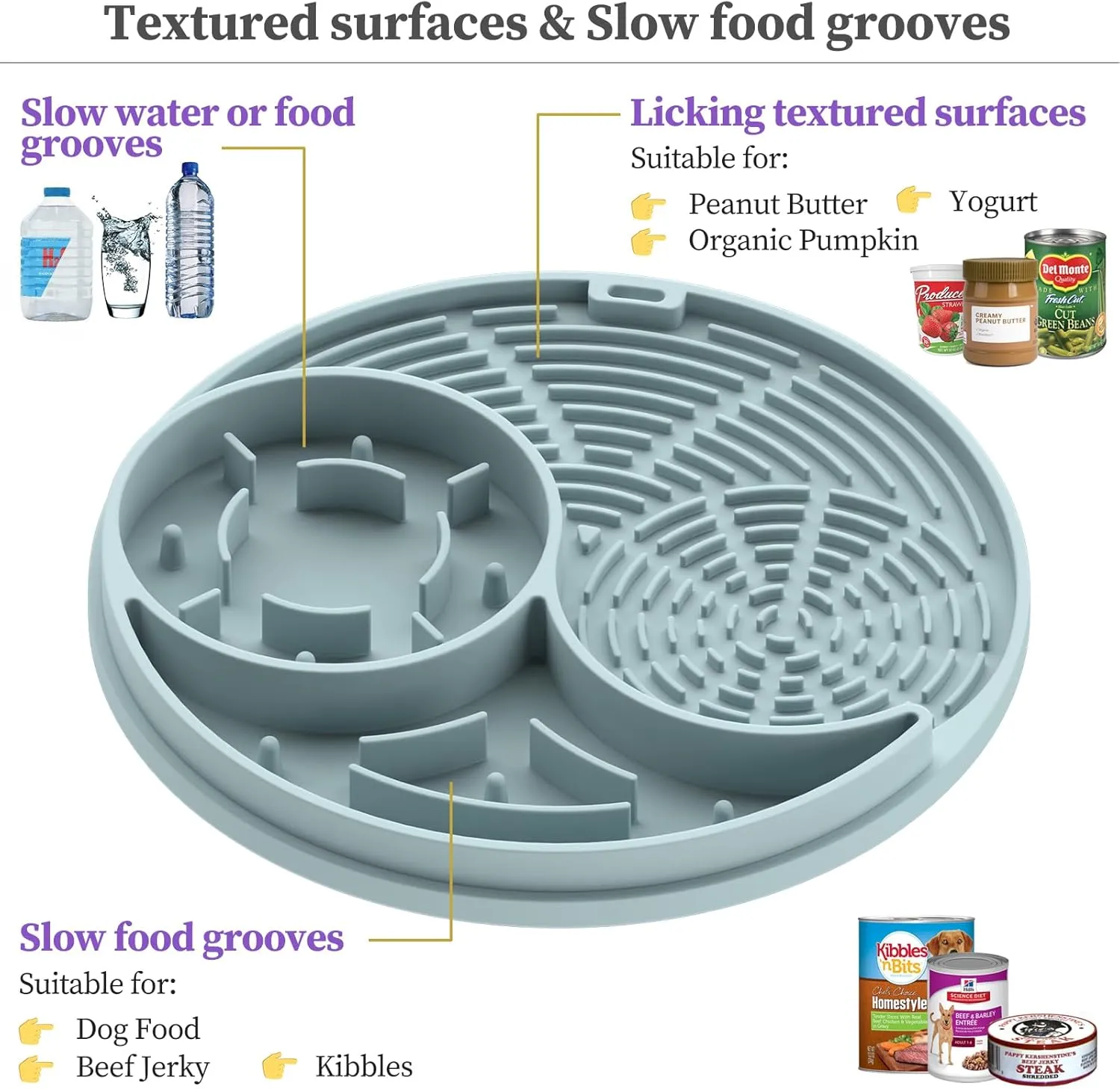 Lick Mat for Dog and Cat Slow Feeder Bowl Licking Pad with Suction Cups Heavy Duty Puzzle Food Treat Toy for Dog Anxiety Relief Cat Boredom Reducer, Perfect for Bathing Grooming (Blue)