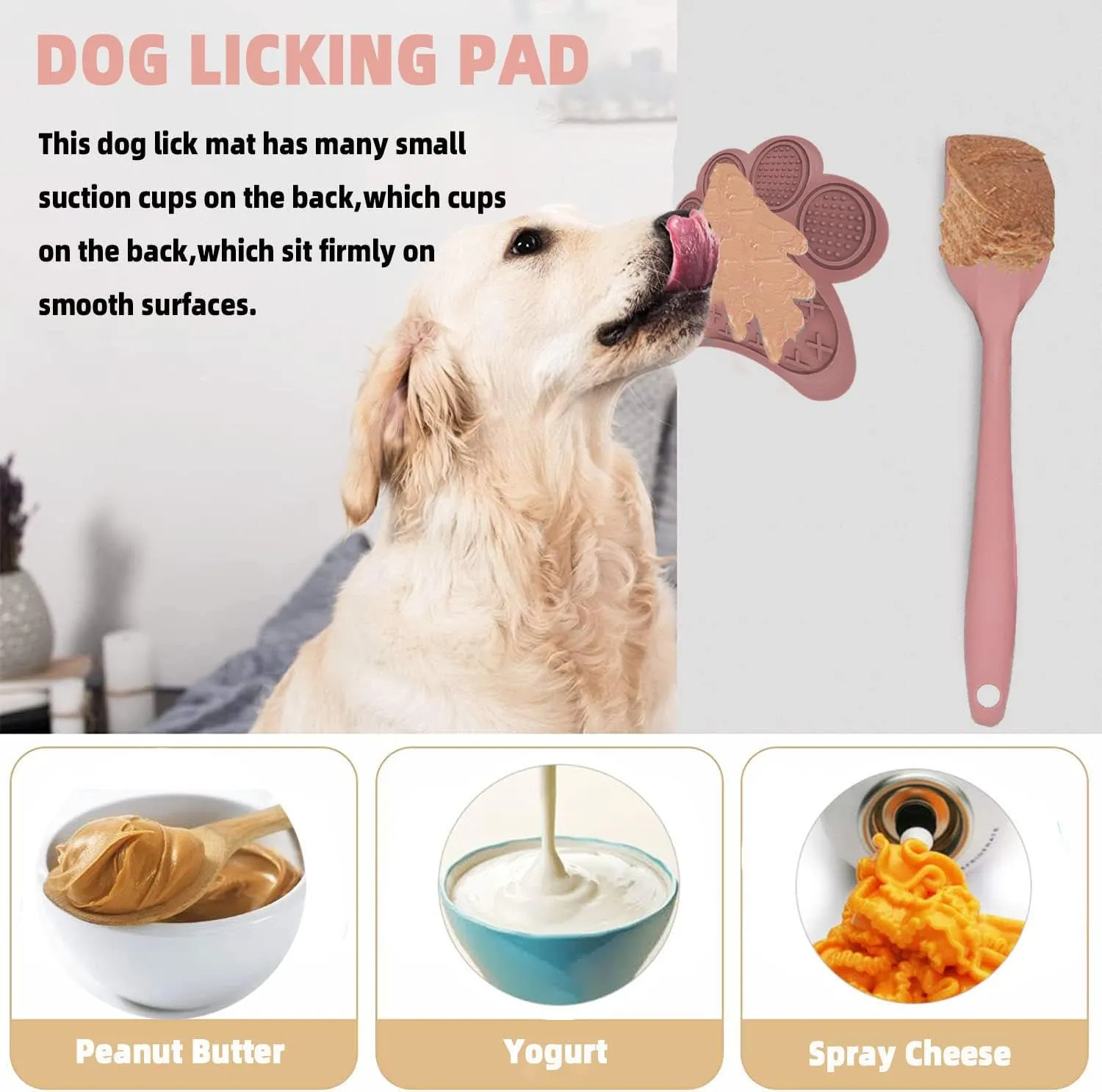 Lick Mat for Dogs and Cats - Slow Feeder Licking Pad with Suction Cups, Food-Grade Silicone for Bathing, Grooming, Nail Trimming & Anxiety Relief, Non-Toxic Pet Lick Mat (Pink)