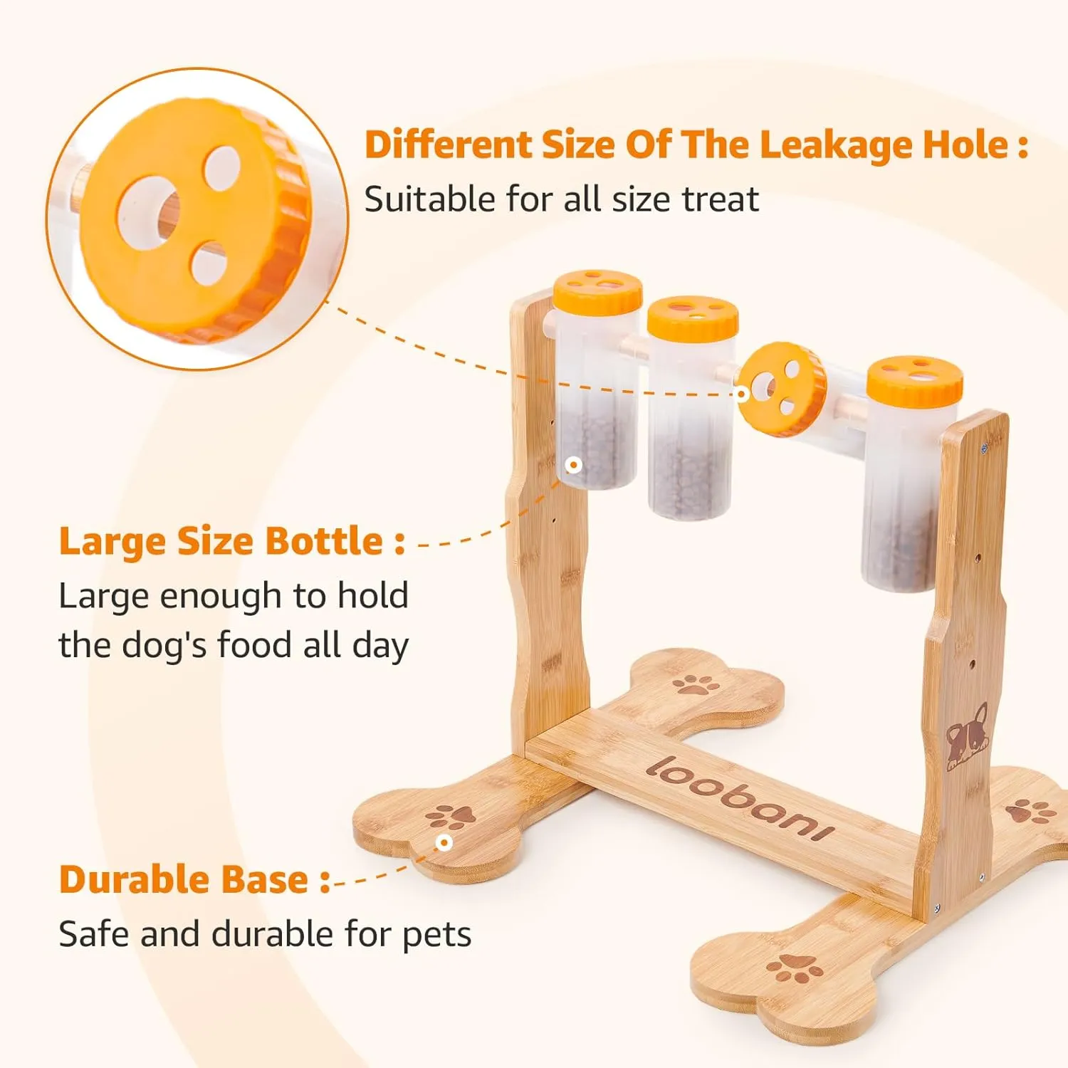 LOOBANI Dog Puzzle Toys Wooden - Interactive Toys for Boredom, IQ Training and Mental Brain Stimulation, Treat Dispensing and Entertainment Toys/Food Slow Feeder for Small to Large Dogs