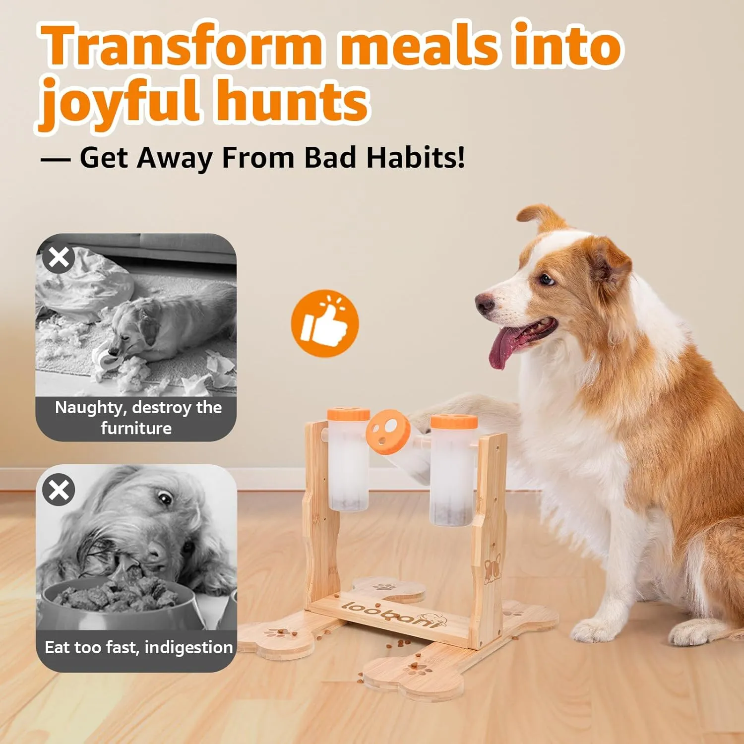 LOOBANI Dog Puzzle Toys Wooden - Interactive Toys for Boredom, IQ Training and Mental Brain Stimulation, Treat Dispensing and Entertainment/Food Slow Feeder for Small to Large Dogs
