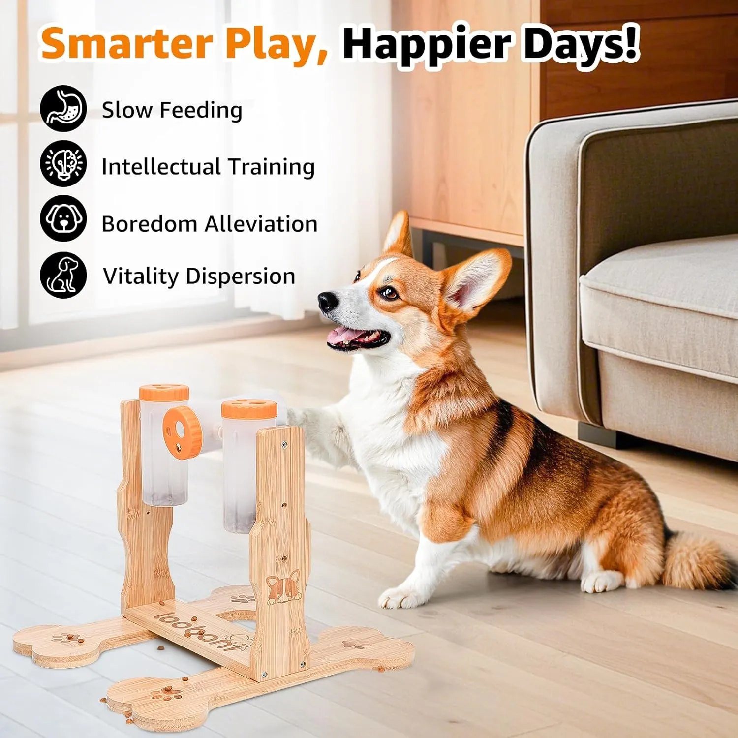 LOOBANI Dog Puzzle Toys Wooden - Interactive Toys for Boredom, IQ Training and Mental Brain Stimulation, Treat Dispensing and Entertainment/Food Slow Feeder for Small to Large Dogs