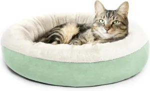 Love's cabin Round Donut Cat and Dog Cushion Bed, 20in Pet Bed for Cats or Small Dogs, Anti-Slip & Water-Resistant Bottom, Super Soft Durable Fabric Pet Beds, Washable Luxury Cat & Dog Bed Blue