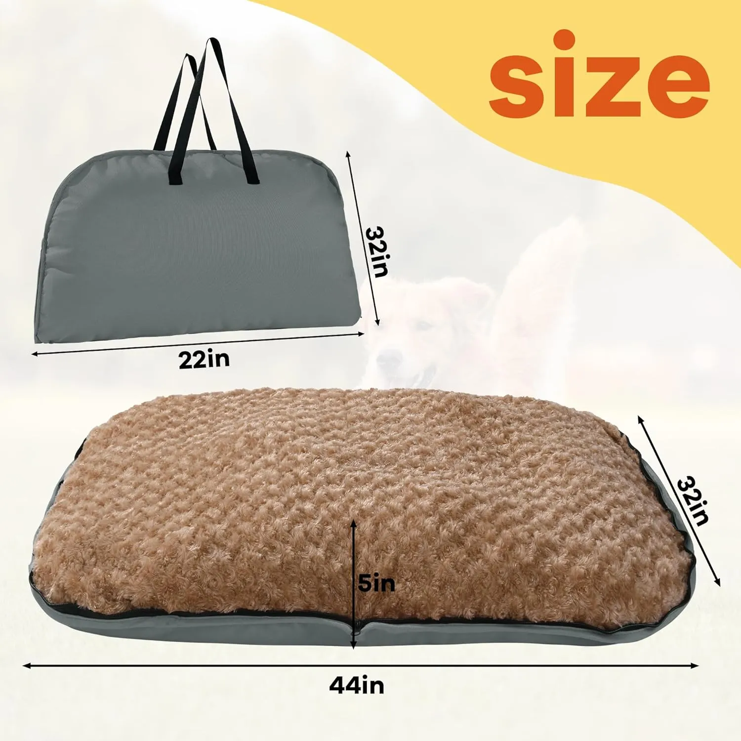 MABOZOO Foldable Travel Dog Bed, Outdoor Camping Dog Bag Bed Pet Pad with Carry Handles, Waterproof Pet Mattress Mat for Small, Medium, and Large Dogs Cats (Gray, 44x32x5 in)