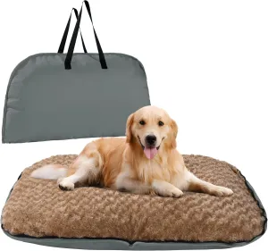MABOZOO Foldable Travel Dog Bed, Outdoor Camping Dog Bag Bed Pet Pad with Carry Handles, Waterproof Pet Mattress Mat for Small, Medium, and Large Dogs Cats (Gray, 44x32x5 in)
