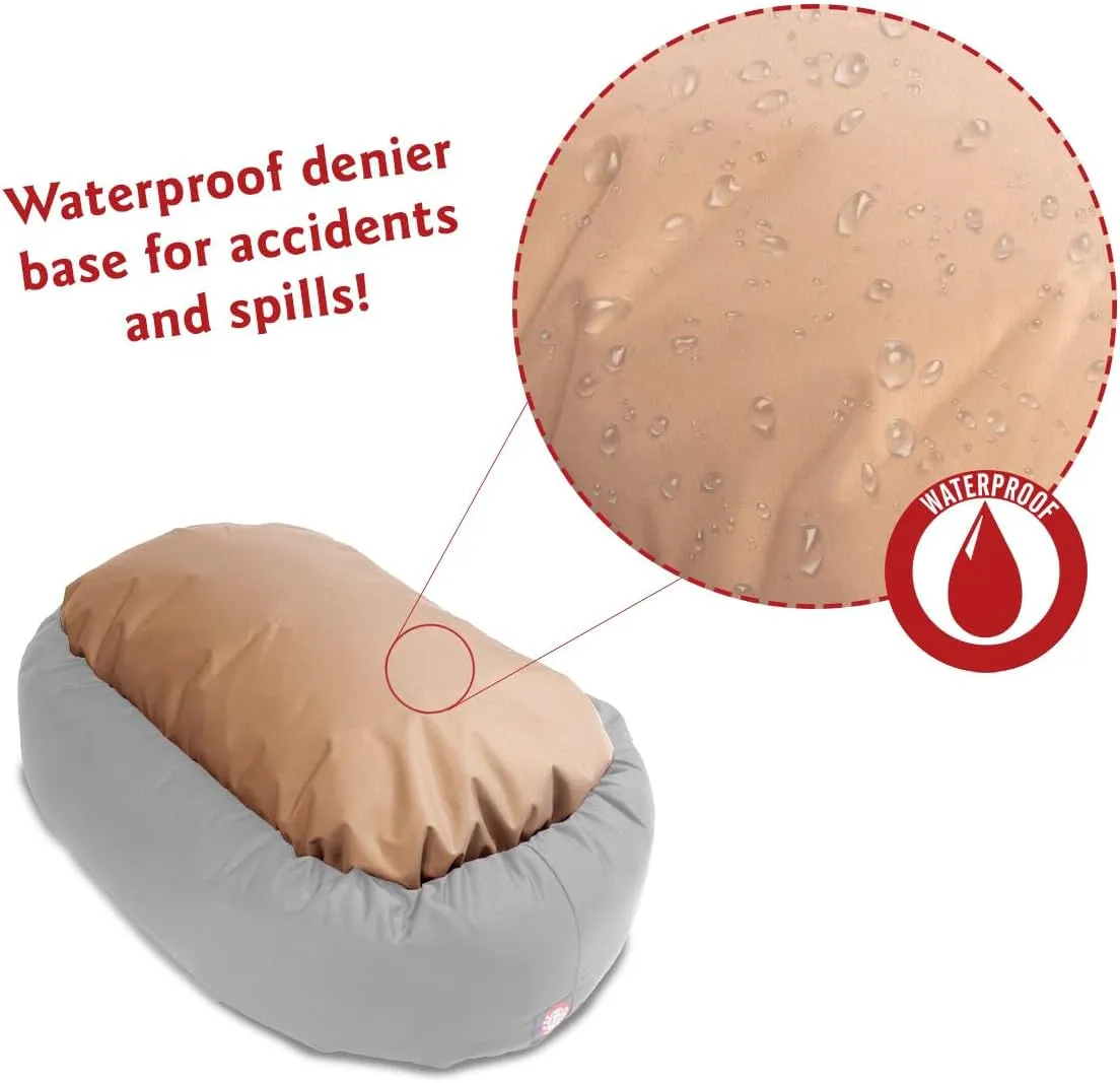 Majestic Pet 24 Inch Micro Velvet Calming Dog Bed Washable 24x19x7 (Inch)  Cozy Soft Round Donut Dog Bed with Spine for Head Support - Pet Bed Small - Pearl