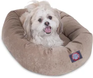 Majestic Pet 24 Inch Micro Velvet Calming Dog Bed Washable 24x19x7 (Inch)  Cozy Soft Round Donut Dog Bed with Spine for Head Support - Pet Bed Small - Pearl