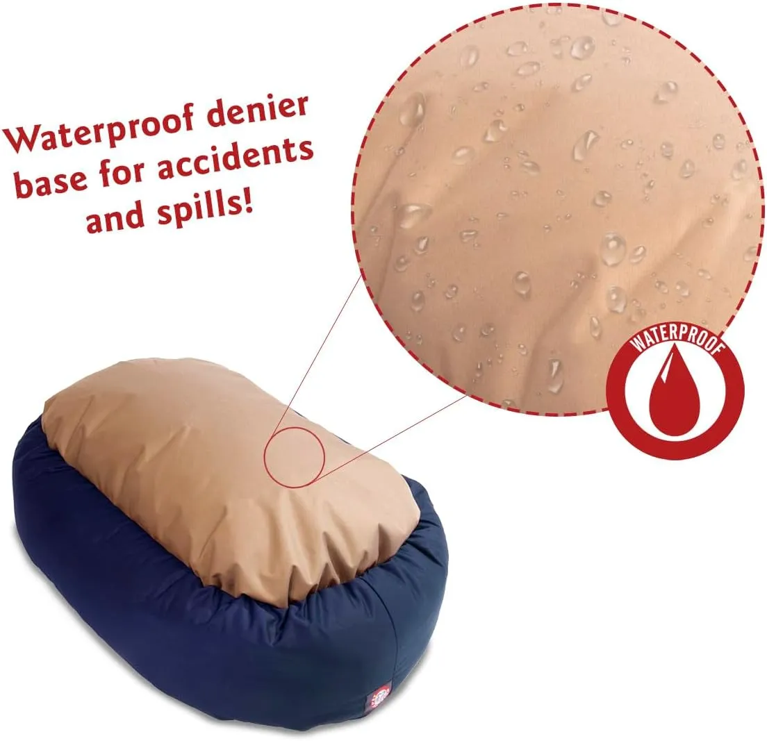 Majestic Pet 40 Inch Bagel Calming Dog Bed Washable  Cozy Soft Round Dog Bed with Spine Support for Dogs to Rest their Head - Fluffy Donut Dog Bed 40x29x9 (Inch) - Round Pet Bed Large  Blue