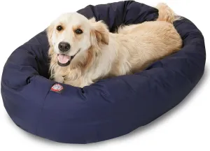 Majestic Pet 40 Inch Bagel Calming Dog Bed Washable  Cozy Soft Round Dog Bed with Spine Support for Dogs to Rest their Head - Fluffy Donut Dog Bed 40x29x9 (Inch) - Round Pet Bed Large  Blue