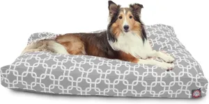 Majestic Pet Shredded Memory Foam Dog Bed Large with Removable Washable Cover  Rectangle Orthopedic Dog BedDurable Dog Crate Bed-Flat Dog Bed for Senior Dogs - (44x36) L - Links - Gray