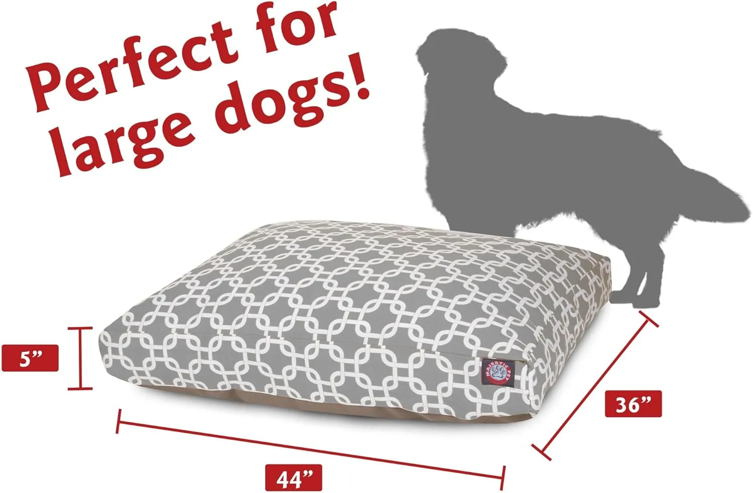 Majestic Pet Shredded Memory Foam Dog Bed Large with Removable Washable Cover  Rectangle Orthopedic Dog BedDurable Dog Crate Bed-Flat Dog Bed for Senior Dogs - (44x36) L - Links - Gray
