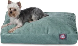 Majestic Pet Shredded Memory Foam Dog Bed Medium with Removable Washable Cover  Rectangle Orthopedic Dog BedDurable Dog Crate Bed-Flat Dog Bed for Senior Dogs - (35x29) M - Villa - Azure