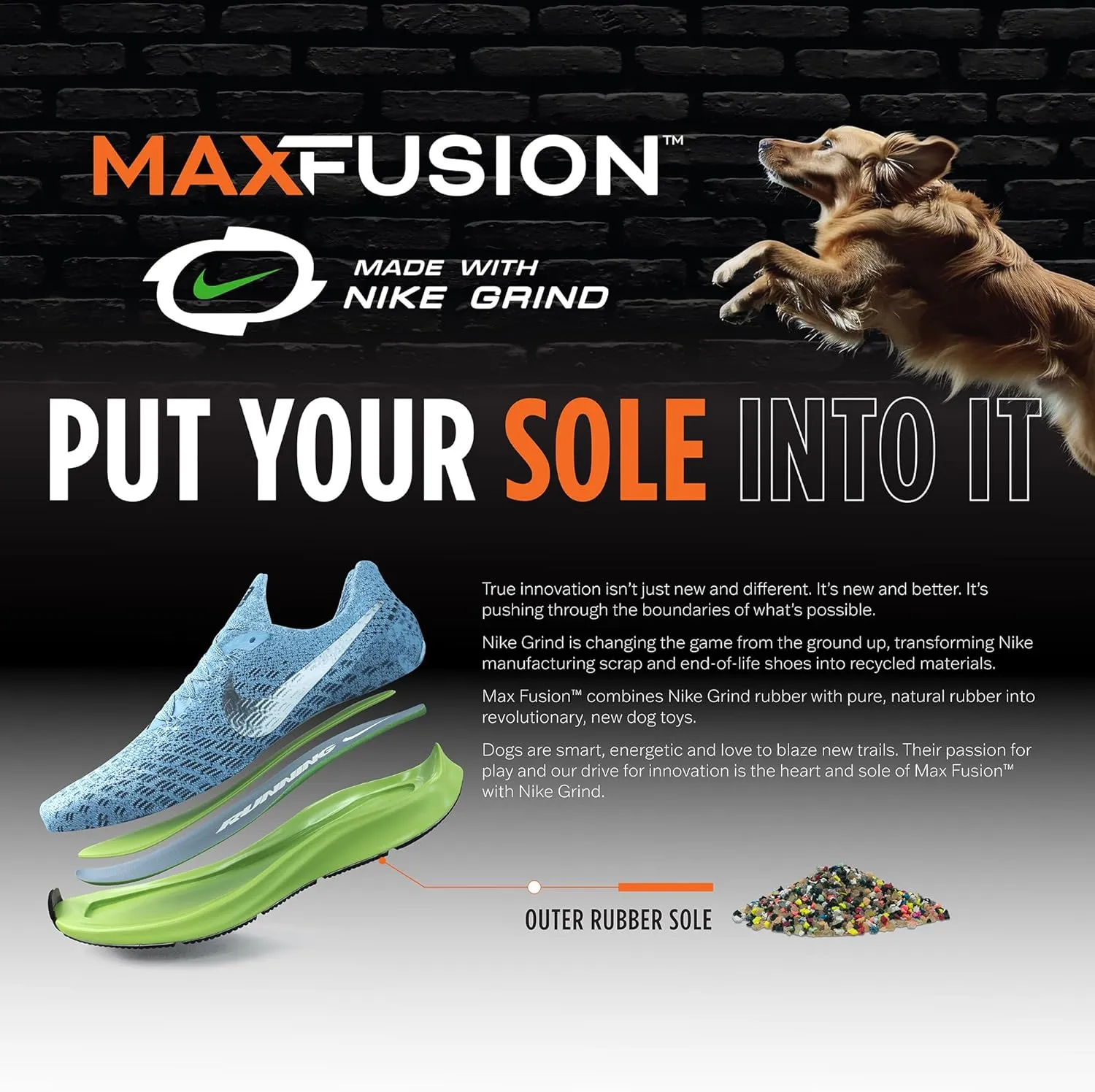 Max Fusion Made with Nike Grind, Arlee Kettlebell Treat Dispensing Dog Toy, Durable Blue Dog Treat Toy, Treat Dispenser Toys, Natural Rubber Chew Toy, Large, 1 Count