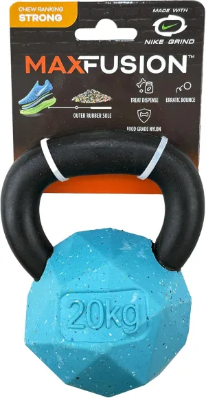 Max Fusion Made with Nike Grind, Arlee Kettlebell Treat Dispensing Dog Toy, Durable Blue Dog Treat Toy, Treat Dispenser Toys, Natural Rubber Chew Toy, Large, 1 Count
