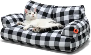 MEWOOFUN Pet Sofa Bed for Medium Pets, Cat Couch With 261913 Inch Removable Washable Cover, Nonskid Bottom Puppy Couch up to 25 lbs (Black & White)