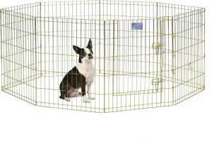 MidWest Homes for Pets Dog Exercise Pen & Playpen, 24" W x 30" W, No Door, Gold Zinc