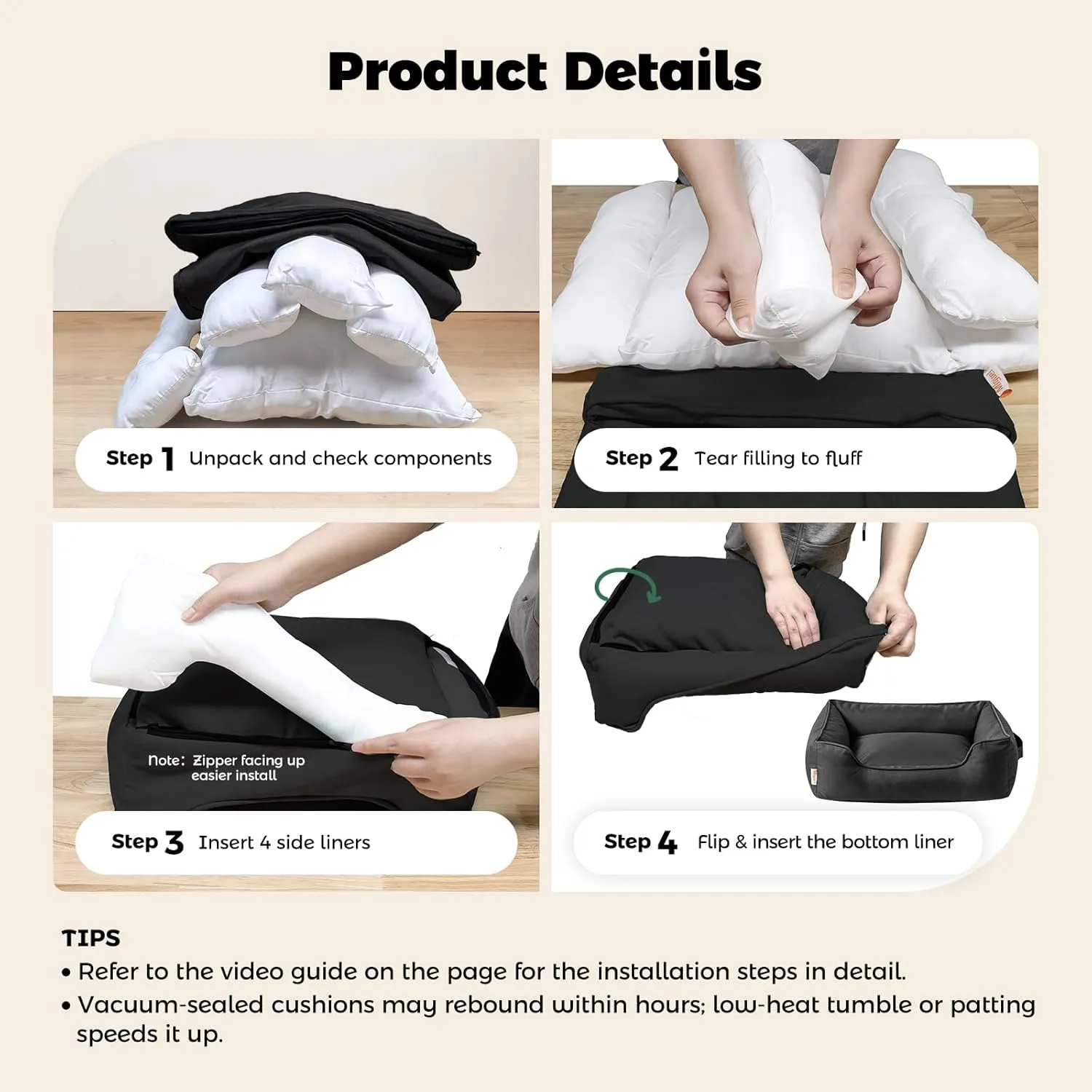 Miguel Waterproof Outdoor Dog Bed for Medium Small Dogs, Oxford Pet Bed Tough with Sides Easy Clean, All Weather Rectangle Puppy Bed with Removable Cover Bolster Bed Scratch Resistant, 30 inches