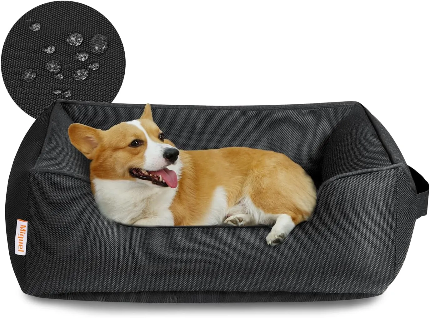 Miguel Waterproof Outdoor Dog Bed for Medium Small Dogs, Oxford Pet Bed Tough with Sides Easy Clean, All Weather Rectangle Puppy Bed with Removable Cover Bolster Bed Scratch Resistant, 30 inches