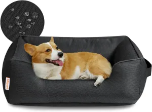 Miguel Waterproof Outdoor Dog Bed for Medium Small Dogs, Oxford Pet Bed Tough with Sides Easy Clean, All Weather Rectangle Puppy Bed with Removable Cover Bolster Bed Scratch Resistant, 30 inches