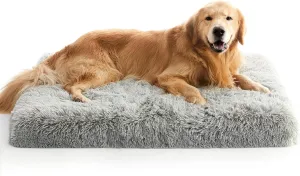 MIHIKK Large Dog Bed - Orthopedic Egg Foam with Removable Washable Cover, Waterproof Mattress, Comfy Anti Anxiety Pet Bed, 36x27 inch, Gray