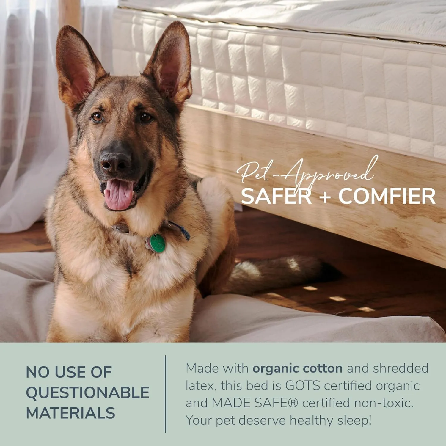 Naturepedic Organic Pet Bed Cover - Washable Waterproof Mattress Protector - Removable Cover for Dog and Cat Bed - Small